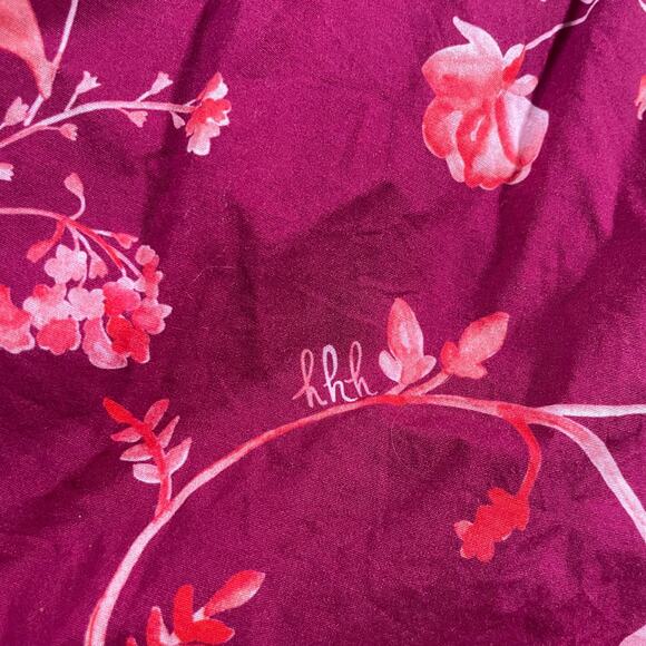 Hill House Home Women's XXS Ellie Nap Dress Midi Ruched Burgundy Floral Ruffle - Picture 4 of 11